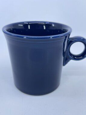 vintage fiesta cobalt blue ceramic coffee mug by hlc usa
